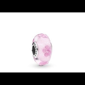 Pandora Pink Flower Glass Murano Charm, 797901